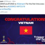 FIFA chúc mừng Việt Nam lần đầu dự U20 World Cup